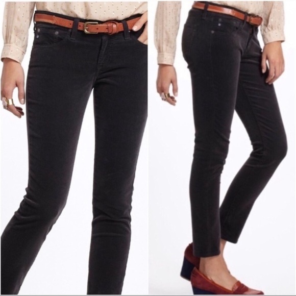EUC - Adriano Goldschmied The Stevie Ankle slim straight corduroy - 28R charcoal - Picture 1 of 5